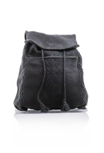Mochila Telar de Cintura Hecho a Mano Color Negro BOLSAS & CARTERAS