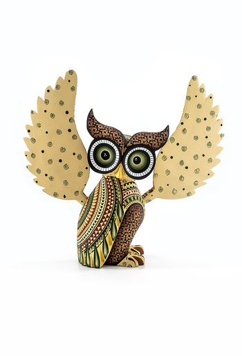 Artisan Made Handmade and Hand-Painted Mexican Owl Wood Alebrije ALEBRIJES - CARVED PIECES