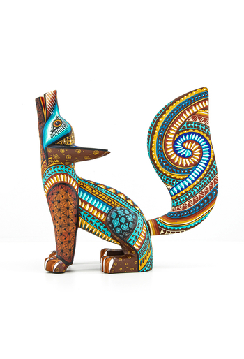 Beautiful Handmade and Hand-Painted Mexican Coyote Wood Alebrije ALEBRIJES - CARVED PIECES