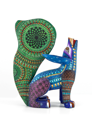 Increible Alebrije de Coyote Mexicano Hecho a Mano Pintado ALEBRIJES