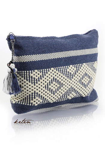 Hermoso Bolso Pouch Azul Acero Telar De Cintura BOLSAS & CARTERAS