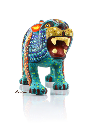 Blue Tones Jaguar Alebrije Hand Carved Wood / Hand Painted Mexican Jaguar ALEBRIJES - CARVED PIECES