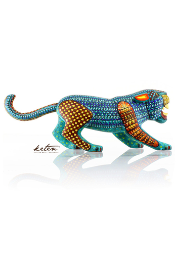 Alebrije Colorido Tonos de Azul Jaguar Alebrije De Madera Copal ALEBRIJES