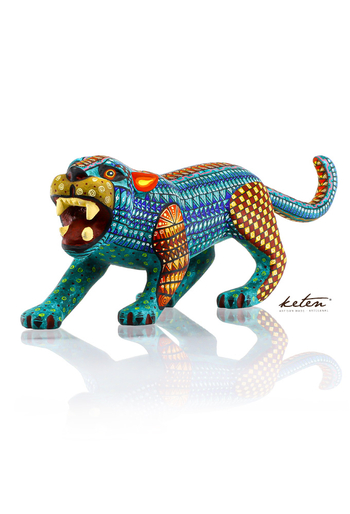 Alebrije Colorido Tonos de Azul Jaguar Alebrije De Madera Copal ALEBRIJES