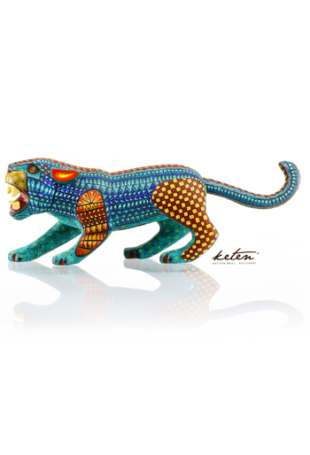 Alebrije Colorido Tonos de Azul Jaguar Alebrije De Madera Copal ALEBRIJES