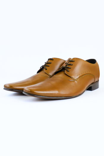 Zapato de Piel Para Hombre Color Maple + Hilo Amarillo Y Cafe ZAPATOS