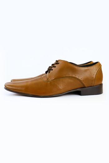 Zapato de Piel Para Hombre Color Maple + Hilo Amarillo Y Cafe ZAPATOS