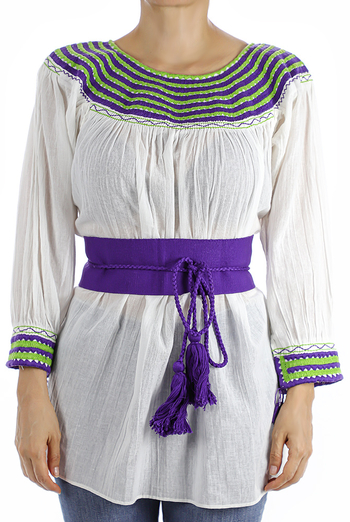 White Cotton Handmade Embroidered Blouse With Hand Embroidery TOPS