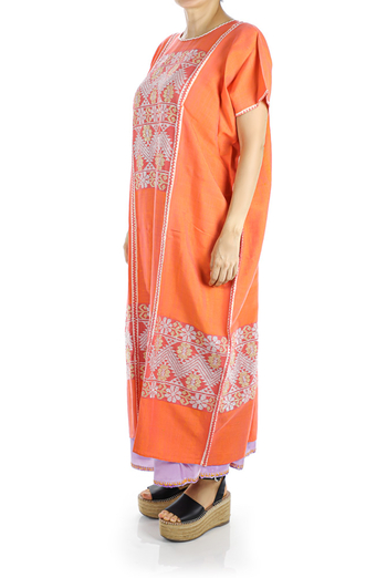 Traditional High Quality Orange Color Handmade Waist Loom Mexican Dress WOMEN