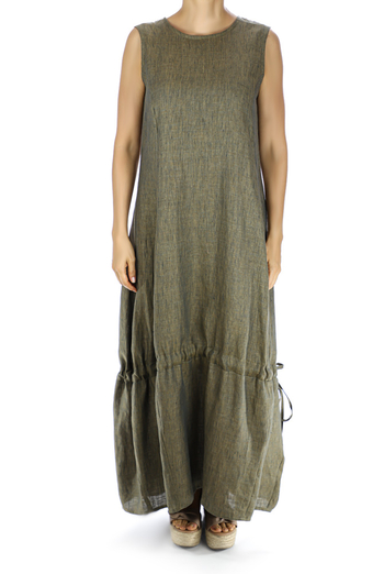 Green Linen Maxi Dress DRESSES