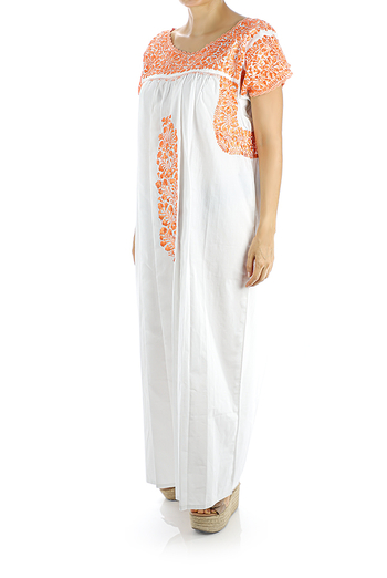 San Antonino White Color Handmade Embroidered Cotton Dress WOMEN