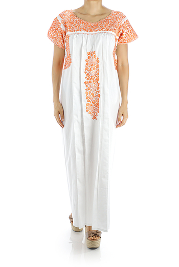 San Antonino White Color Handmade Embroidered Cotton Dress WOMEN