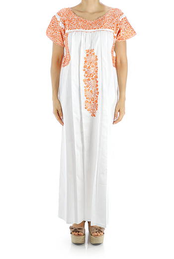 San Antonino White Color Handmade Embroidered Cotton Dress WOMEN
