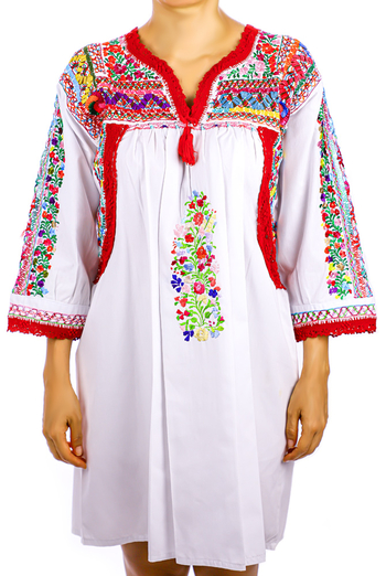 Fine Mexican Traditional HandMade White San Antonino Blouse / Dress TOPS