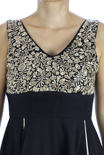 Vestido Moderna de San Antonino Bordado a Mano Color Negro VESTIDOS