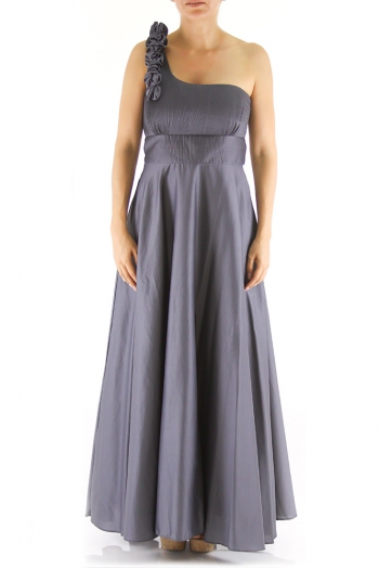 One-Shoulder Egyptian Cotton Maxi Dress Grey Color DRESSES