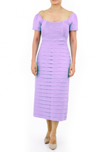 Aqua Long Dress 100% Linen Violet Color DRESSES