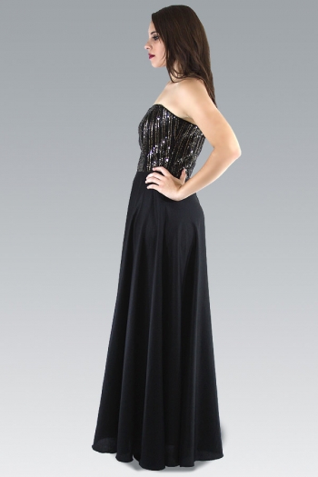 Vestido de Noche Algodon Egipcio con Lentejuelas Color Negro VESTIDOS