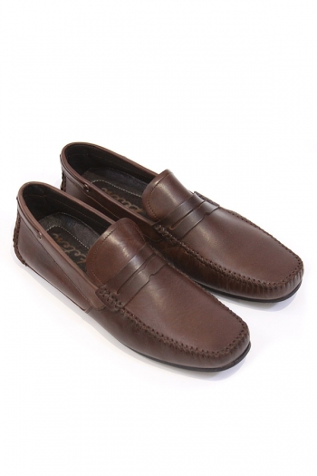 Handmade Leather Penny Loafers, Brown SHOES FOR MEN