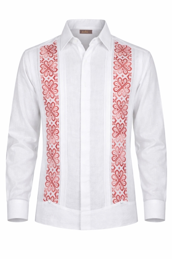 Exclusive Linen Guayabera with Hand Embroidery Cross Stitch GUAYABERAS