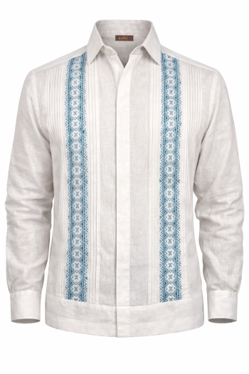 Guayabera Nieve Bordado en Punto de Cruz Lino 100% GUAYABERAS 