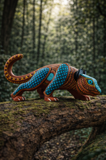 Hermoso Alebrije de Hiena Mexicano Hecho a Mano Pintado ALEBRIJES