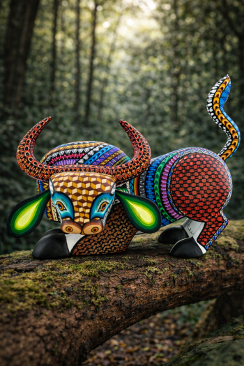 Precioso Alebrije de Toro Mexicano Hecho a Mano Pintado ALEBRIJES