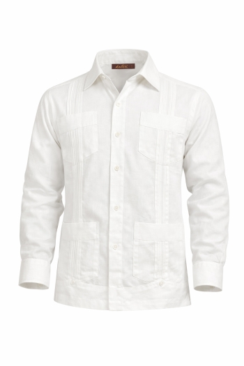 Classic Style 4 Pocket White Cotton Guayabera GUAYABERAS