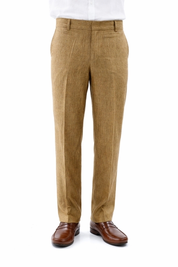 Pantalón de Lino Natural Color Cafe Jaspeado Para Hombre PANTALONES
