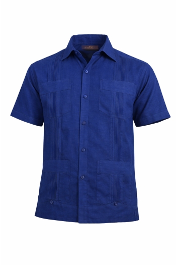Short-sleeved Presidential Linen Royal Blue Guayabera GUAYABERAS