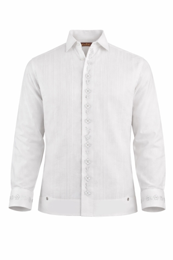 Guayabera de Lino Blanco Con Bordado Artesanal Para Evento GUAYABERAS 
