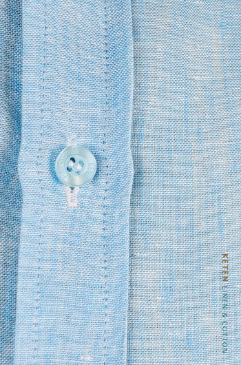 Cuello Mao Camisa de Lino 100% Color Azul Jaspeado CAMISAS