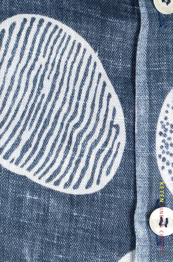 Camisa Estampada 100% Lino Con Cuello Abierto CAMISAS