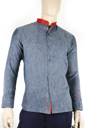 100% Linen Gray Shirt Long Sleeve SHIRTS