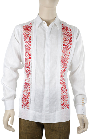 Exclusivo Guayabera De Lino Con Bordado A Mano Punto de Cruz GUAYABERAS 