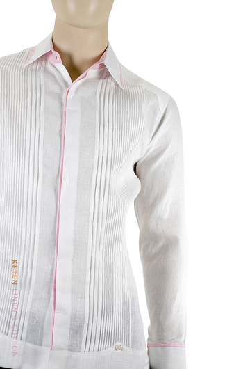 Guayabera Fina Combinada con Rosa GUAYABERAS 
