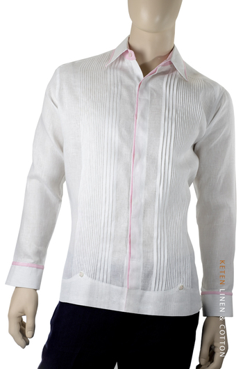 Guayabera Fina Combinada con Rosa GUAYABERAS 