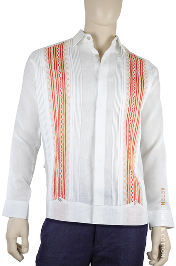 Italian Linen Hand Embroidered Guayabera Shirt GUAYABERAS