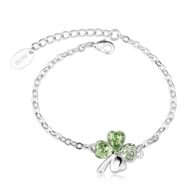 Pulsera de Trébol con Cristal Swarovski Color Verde JOYERIA