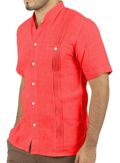 mens coral short sleeve dress shirt