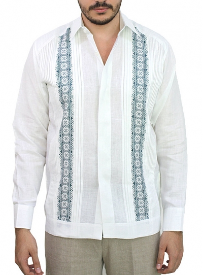 100% Irish Linen Hand Embroidered Guayabera GUAYABERAS