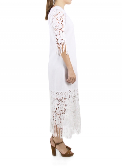 White Cotton Dress With Lace WOMEN