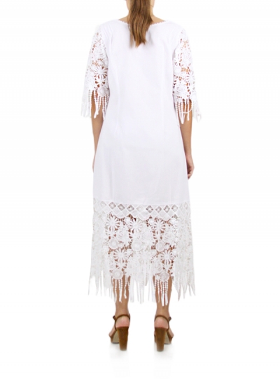 White Cotton Dress With Lace WOMEN