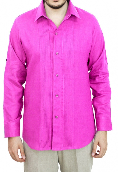 100% Fuchsia Linen Shirt SHIRTS