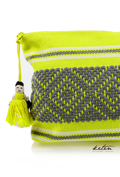 Yellow Handmade Waist Loom Pouch BAGS & POUCHES