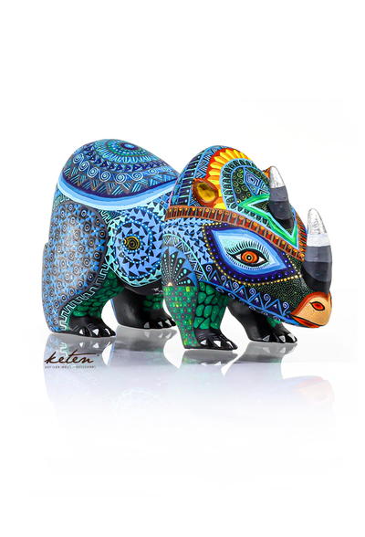 Rhino Alebrije Hand Carved Wood / Hand Painted Mexican Rhino ALEBRIJES - CARVED PIECES