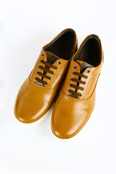 Tan Shoes With Aztec Ornamental Details SHOES FOR MEN