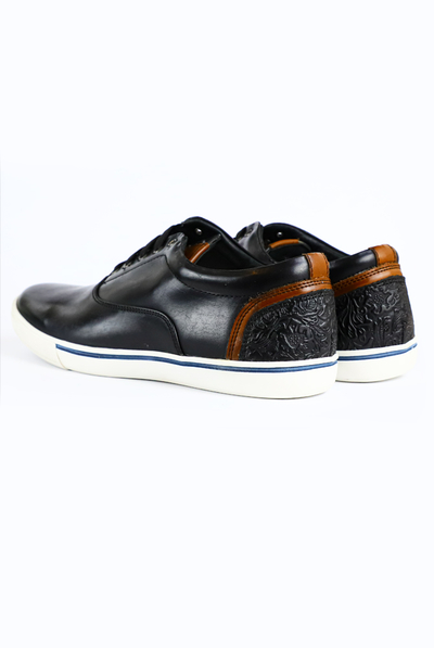 Black Shoes With Aztec Ornamental Detail SHOES FOR MEN