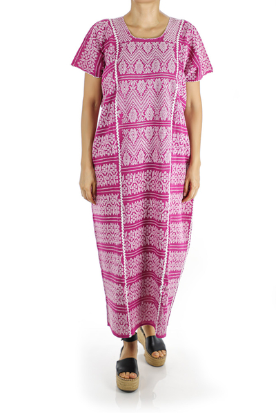 Traditional High Quality Pink Color Handmade Waist Loom Mexican Dress WOMEN