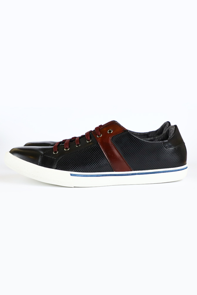 Black Shoes With Wine Color Leather SHOES FOR MEN